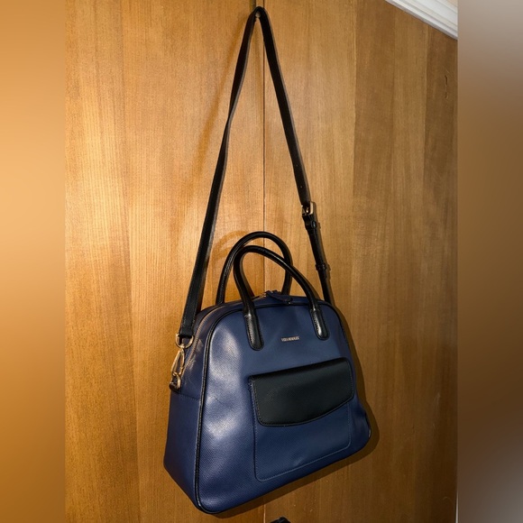 Vera Bradley Leather Satchel Crossbody – Navy & Black - Picture 12 of 16